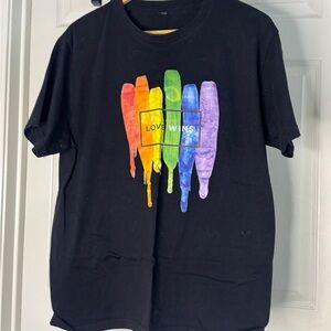 Black 'Love Wins' Pride Themed T-Shirt, XL